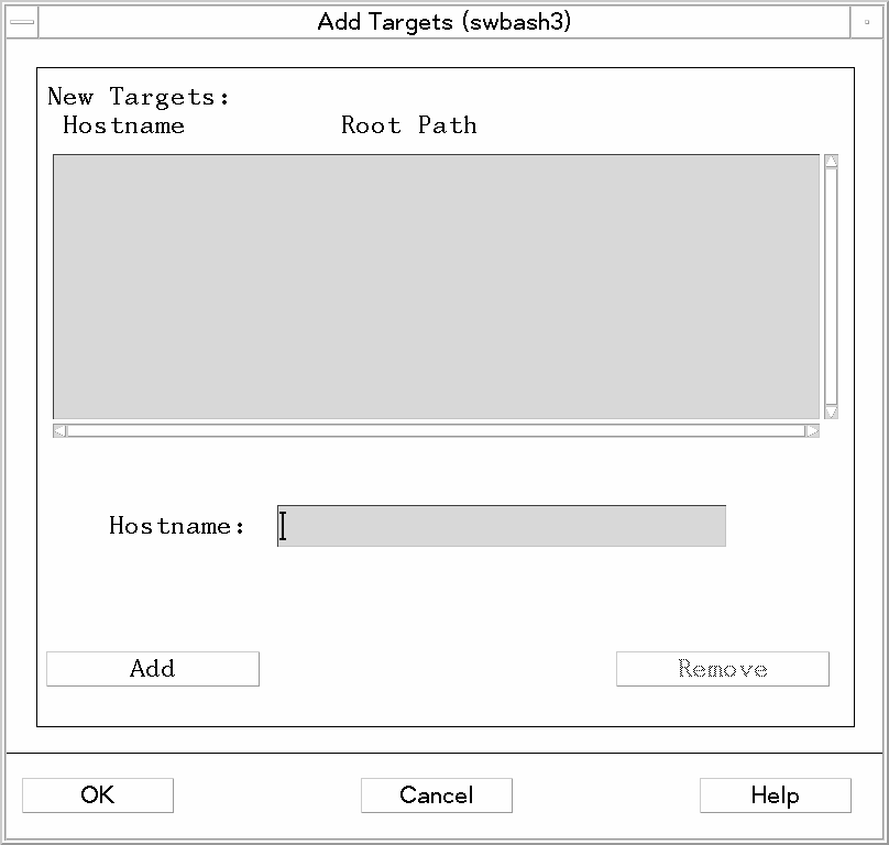 Add Target Dialog (for multiple or non default targets)