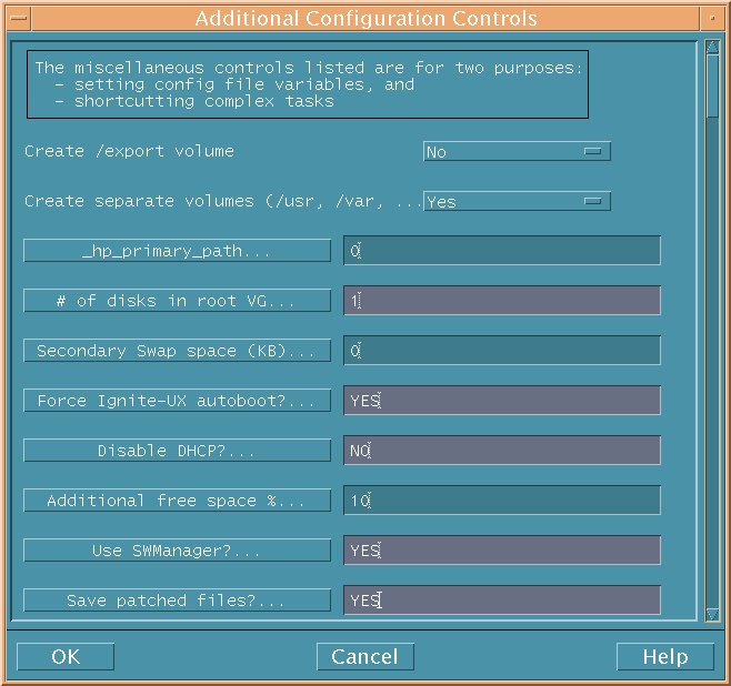 Additional Configuration Controls Dialog Box