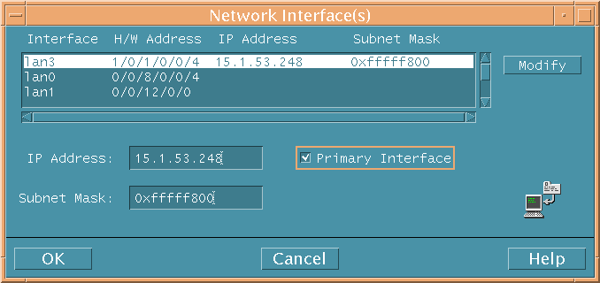 Network Interface(s) Dialog Box