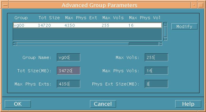 Advanced Group Parameters Dialog Box