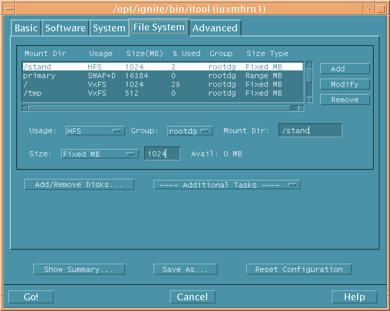 File System Tab