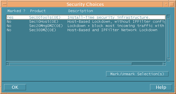 Security Choices Dialog Box