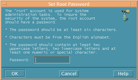 Set Root Password Dialog Box