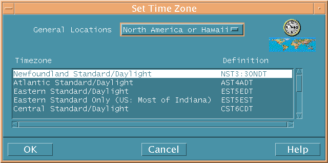 Set Time Zone Dialog Box