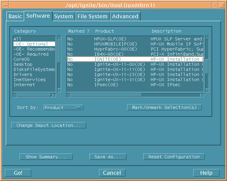 Software Tab for HP-UX 11i v3